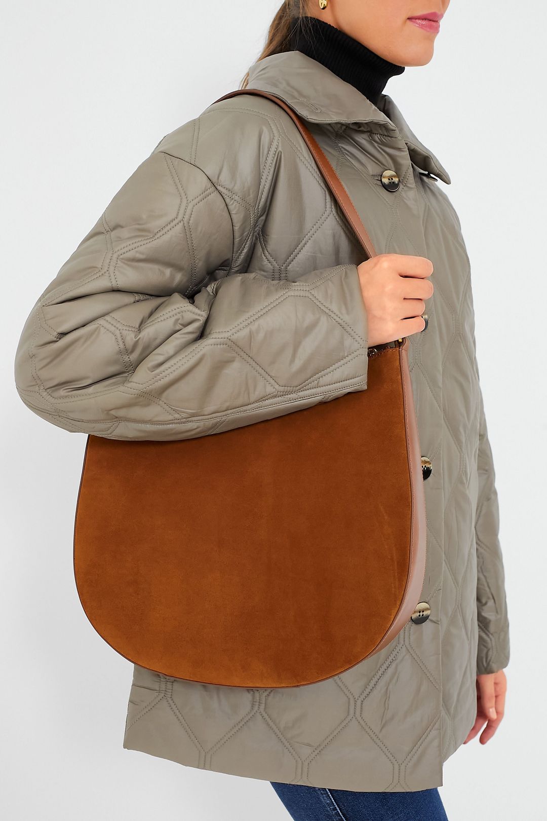 Cacao Split Suede Bowen Hobo Bag