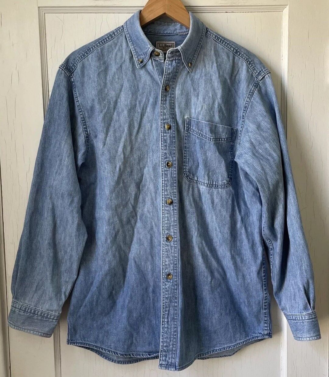 L.L. Bean Denim Vintage 90s Button Down Denim Shirt #4