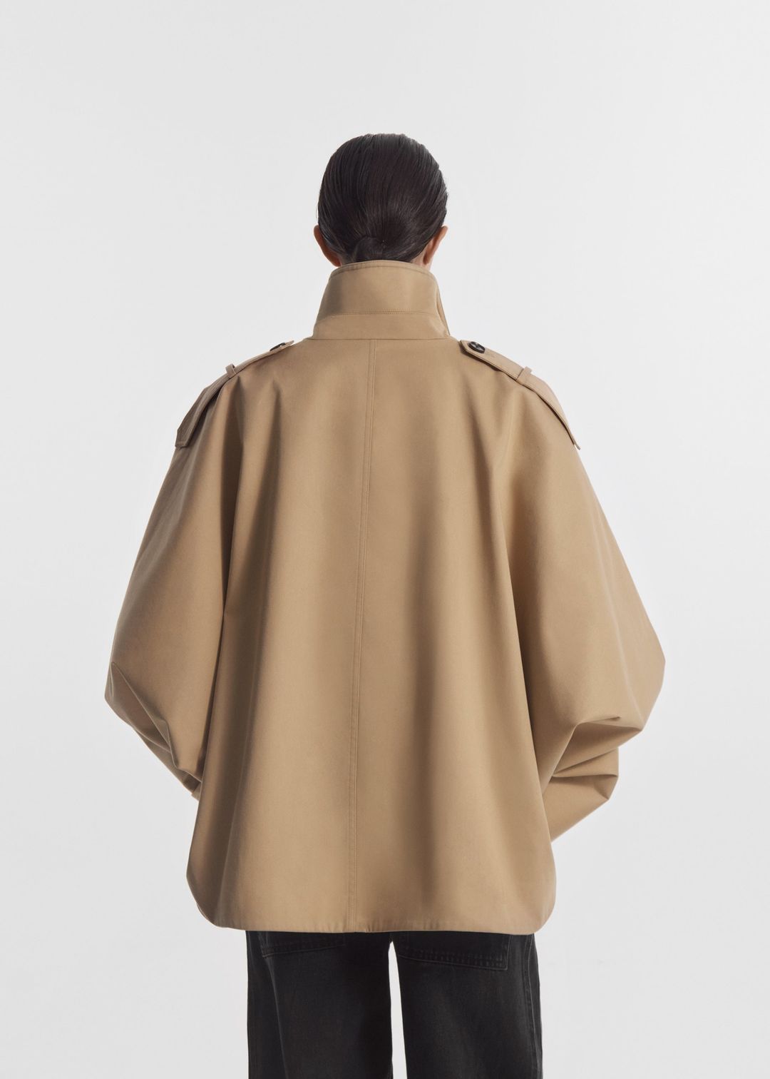 Dolman Cropped Trench in Cotton Twill - Camel #3