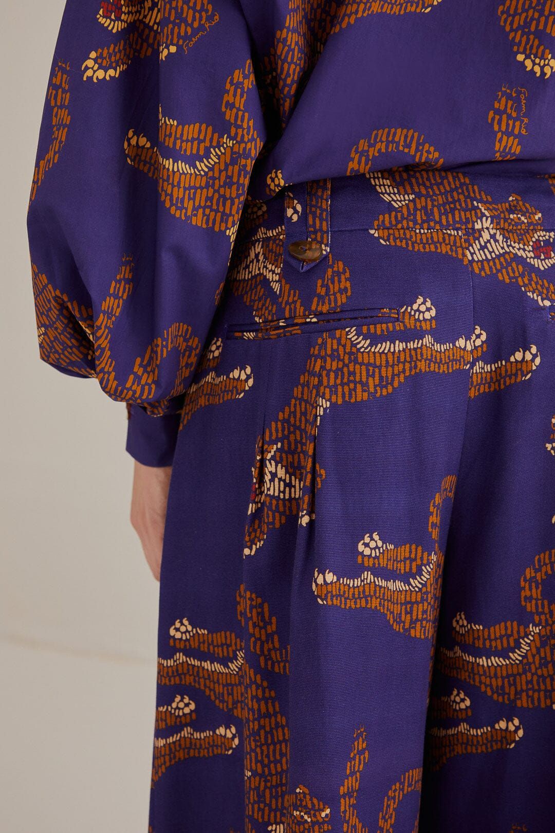 Navy Blue Leopards Tailored Pants #6