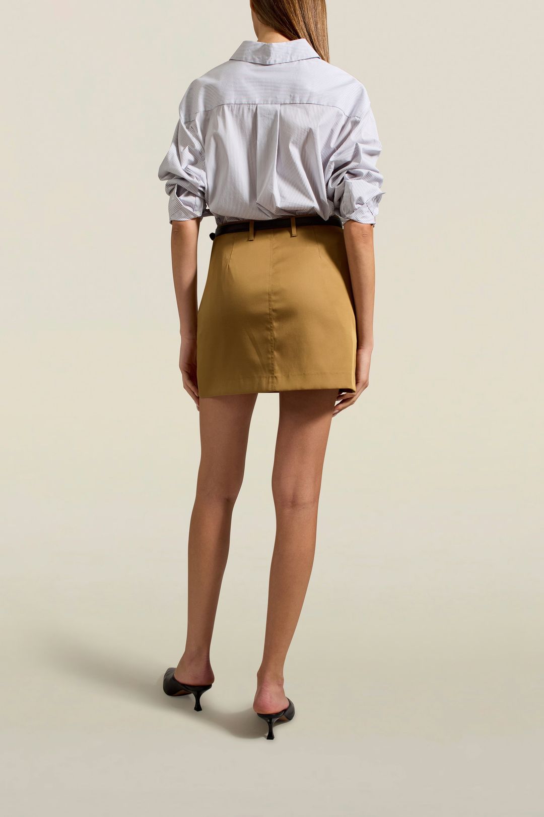Knox Patch Pocket Mini Skirt in Camel Summer Mikado #4