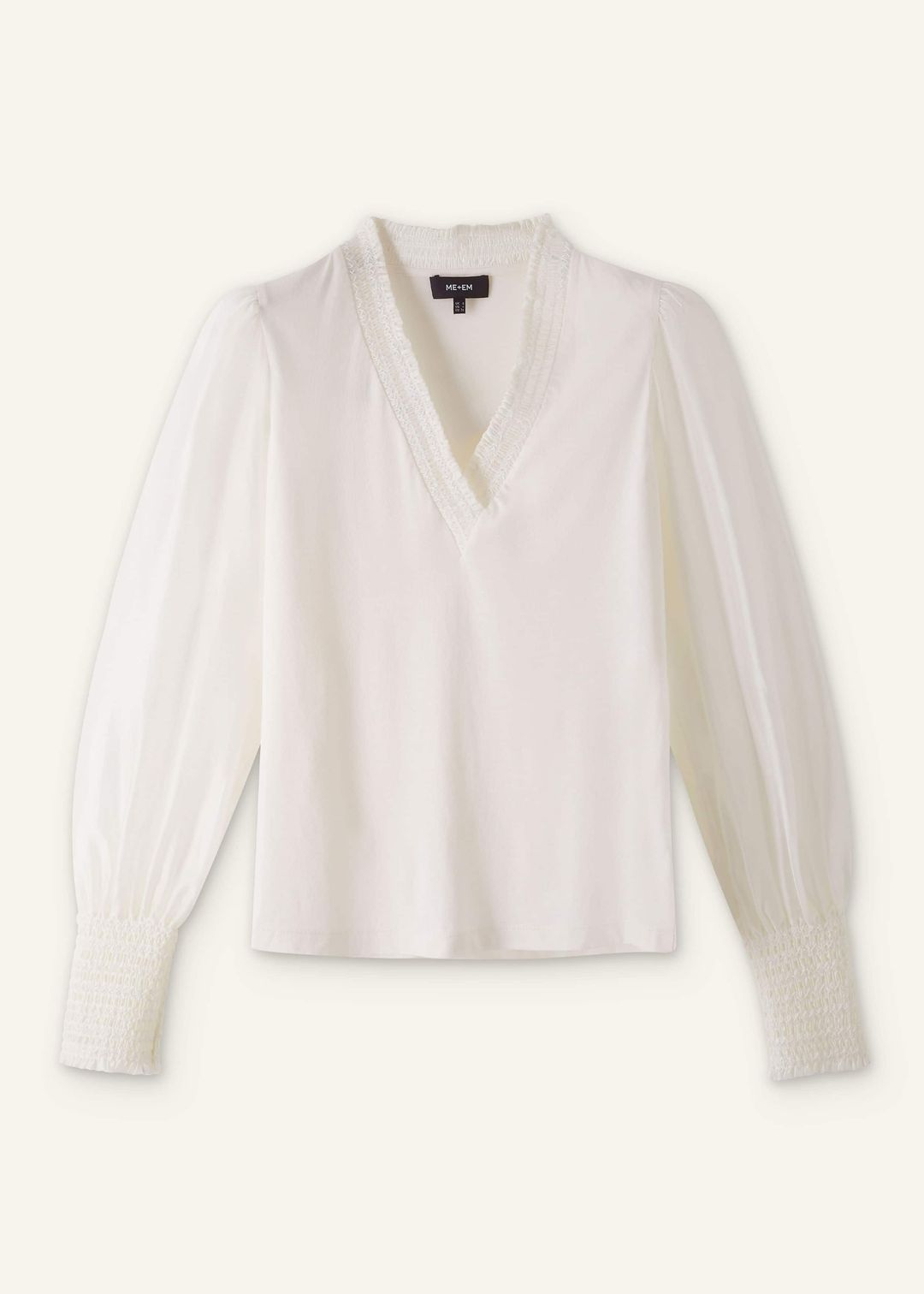 Fluid Balloon Sleeve Layering Blouse-cream