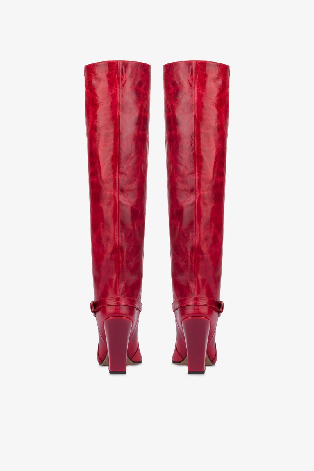 Tall, knee-high boots in shiny fiesta vintage leather #4