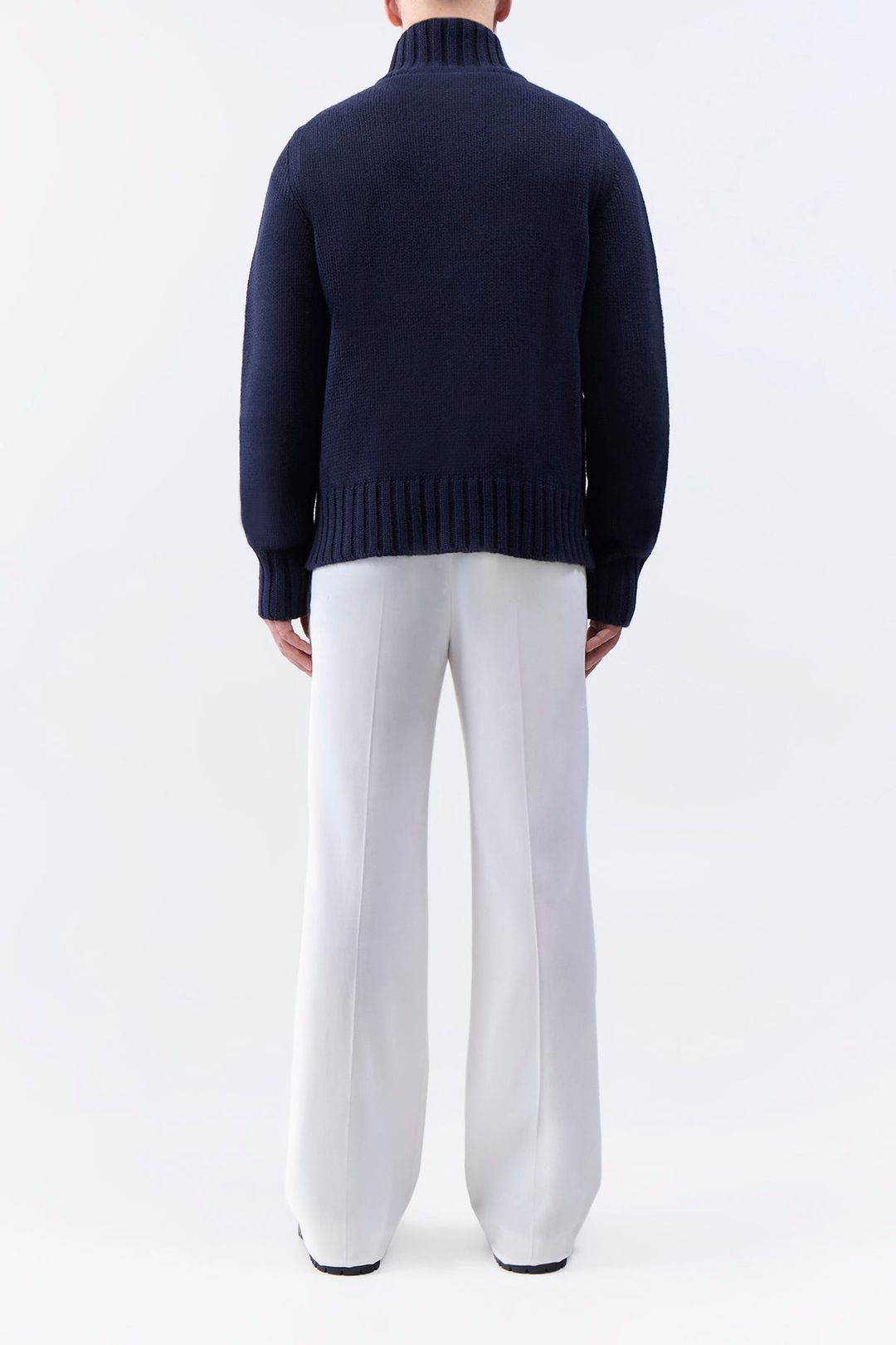 Jacobo Knit Turtleneck Cardigan in Dark Navy Piuma Cashmere #4