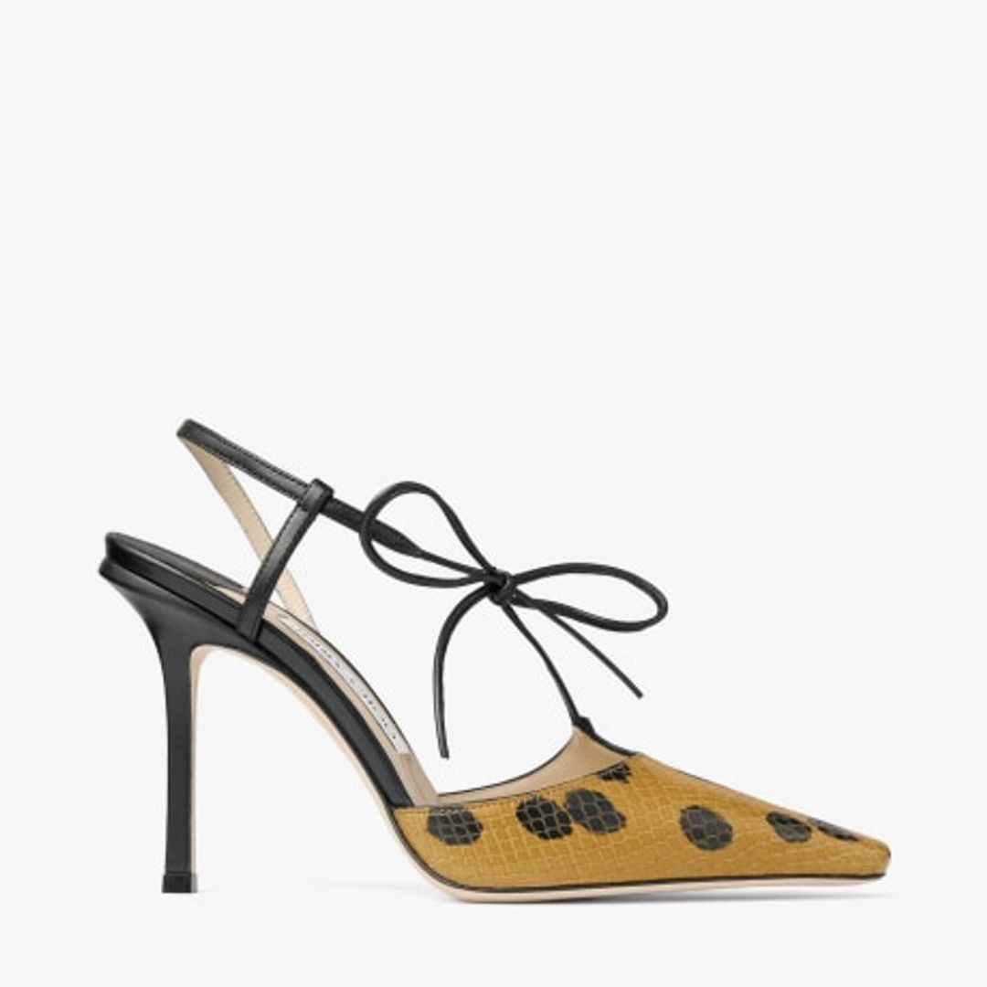 Spotted Elaphe-Printed Leather Sandal with Knot Detail #8