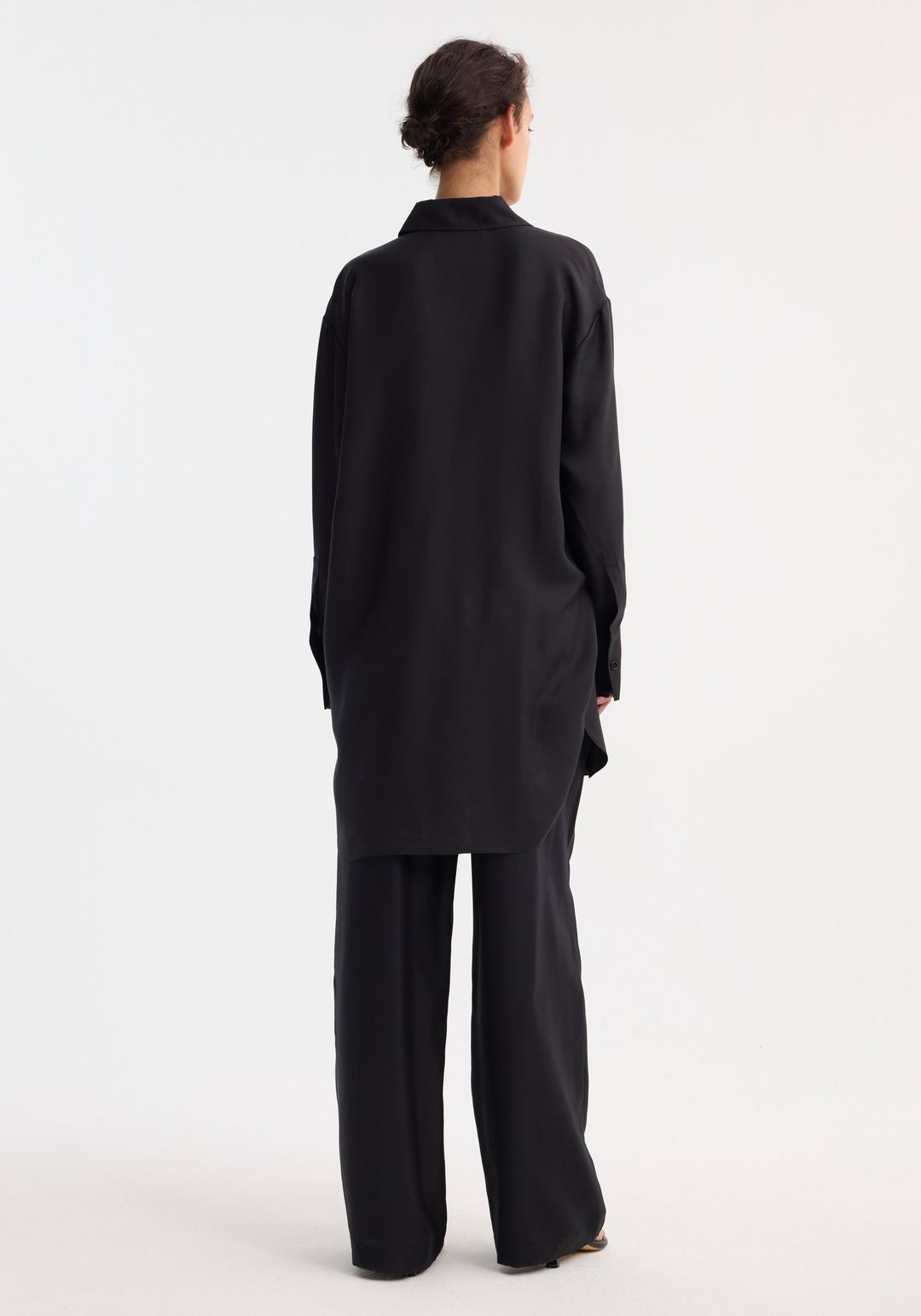 Signature elongated silk shirt | black #5