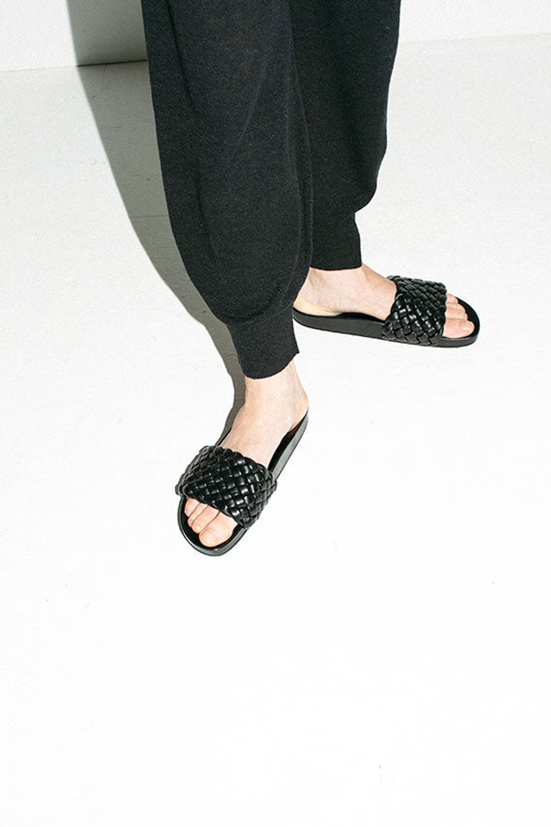Sonnie Woven Leather Slide Sandals #10