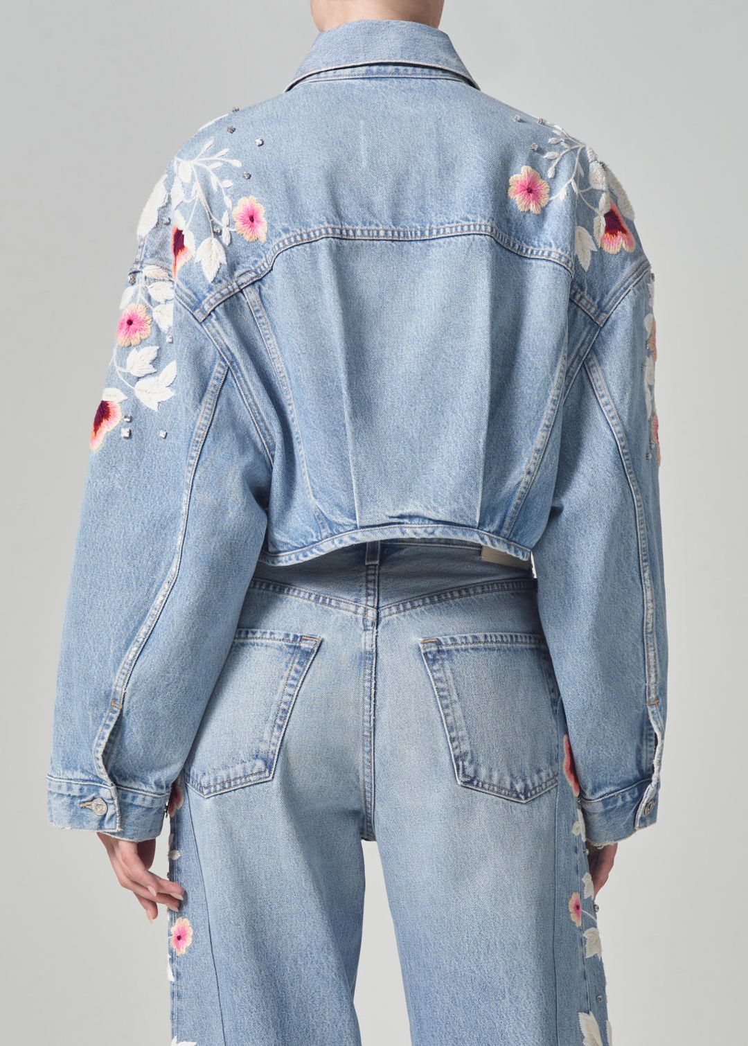 Lena Embroidered Cropped Jacket in Tulip #3