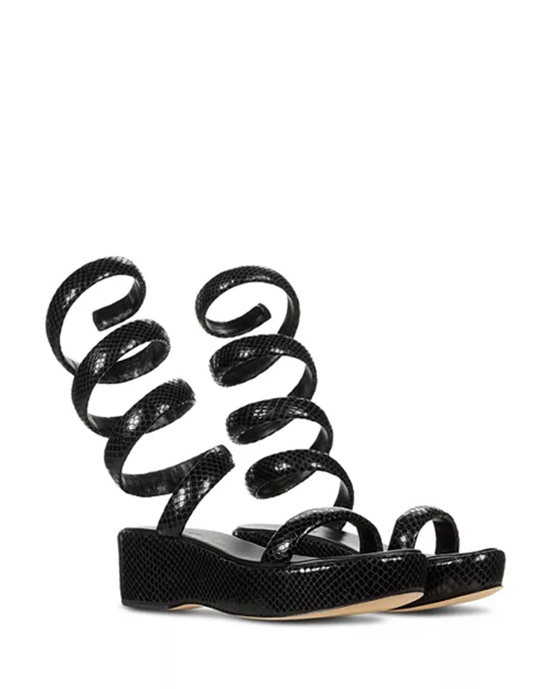 Gabi Platform Snake Skin Sandals in Black