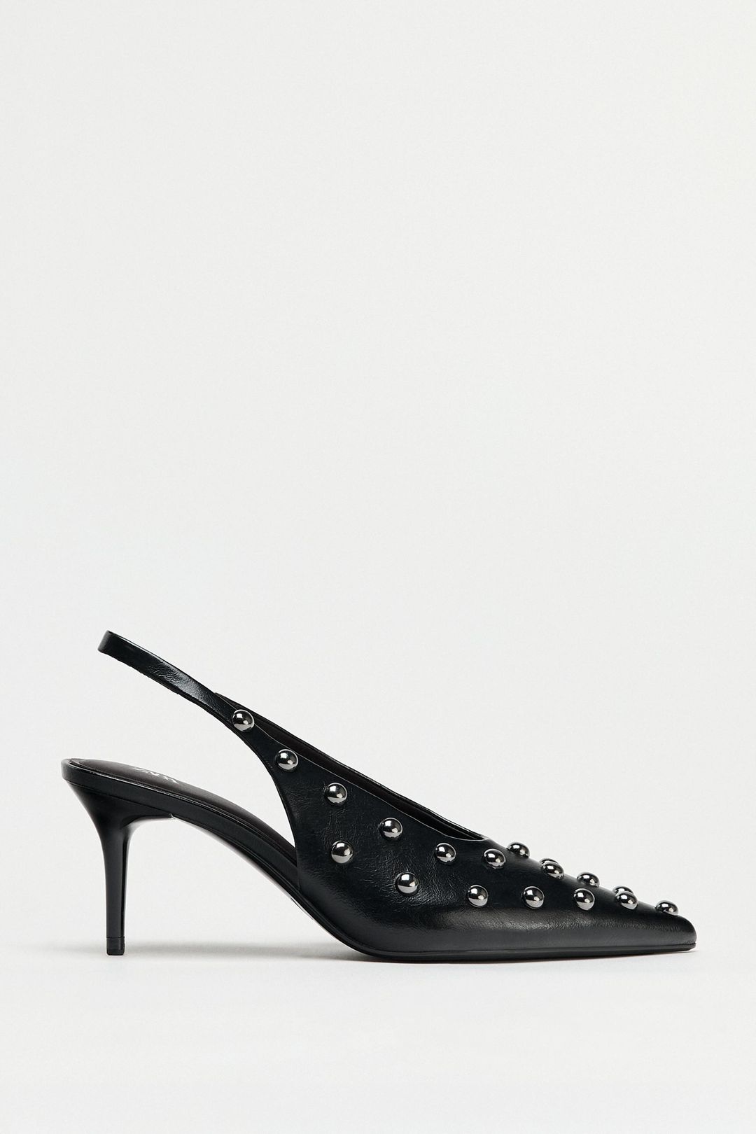 STUDDED SLINGBACK SHOES in Black / Silver