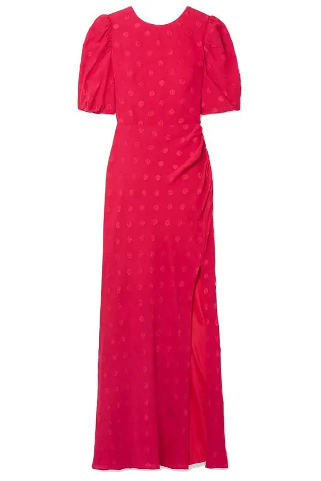 Annie gathered silk-jacquard maxi dress