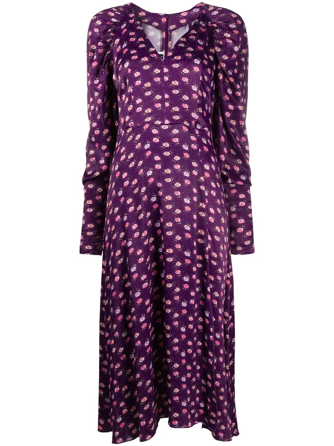 Pansy Print Clair Midi Long-Sleeve Dress #4