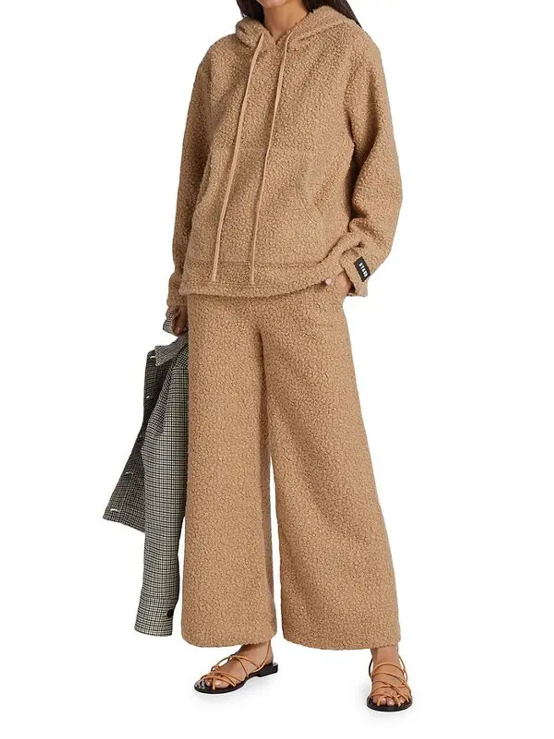 Rabbit Fleece Wide-leg Track Pants In Neutrals #2