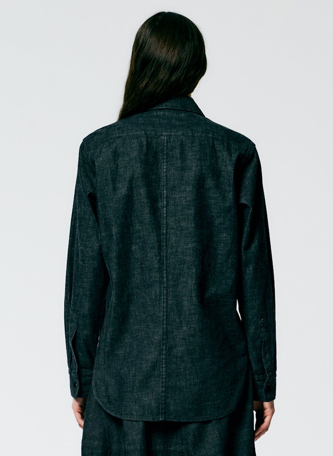 Light Weight Stone Washed Black Denim Charlie Slim Shirt #8