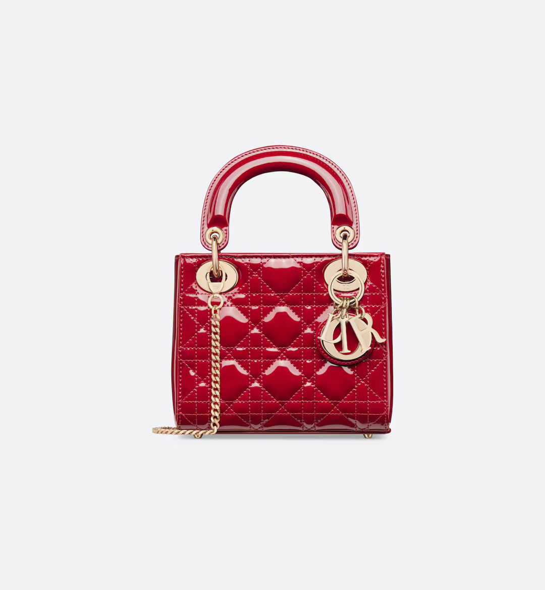 Mini Lady Dior Bag Cherry Red Patent Cannage Calfskin