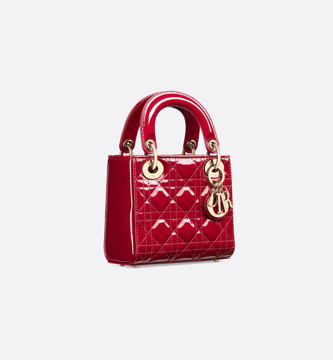 Mini Lady Dior Bag Cherry Red Patent Cannage Calfskin