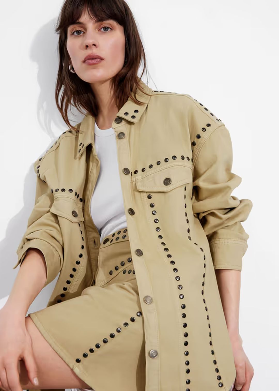 Studded Shirt in Beige #2