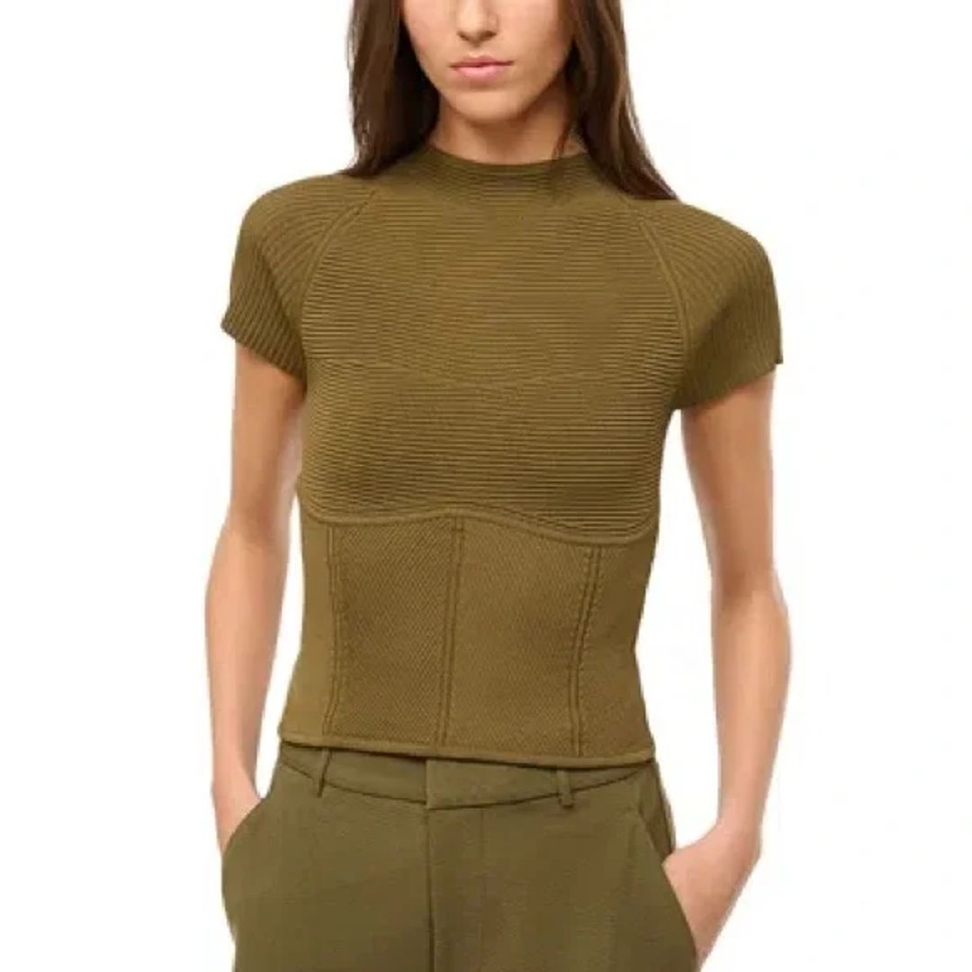 Staud Tigereye Ribbed Top 