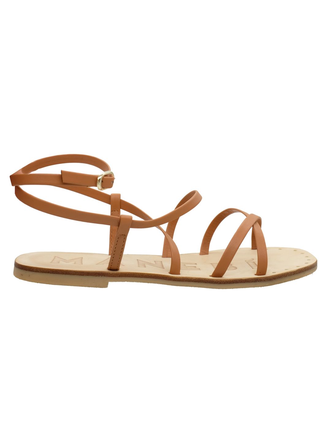 Manebi Leather Wrap Sandal - Tan
