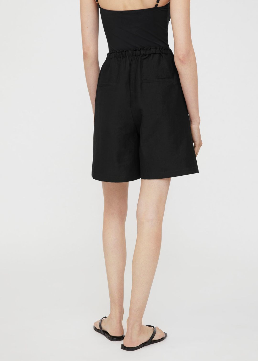 Stretch linen shorts black #3