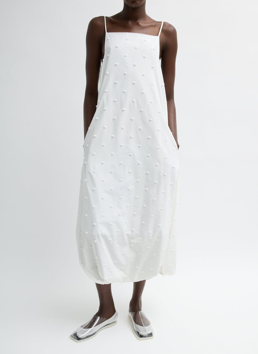 Tech Swiss Dot Square Neck Cami Dress