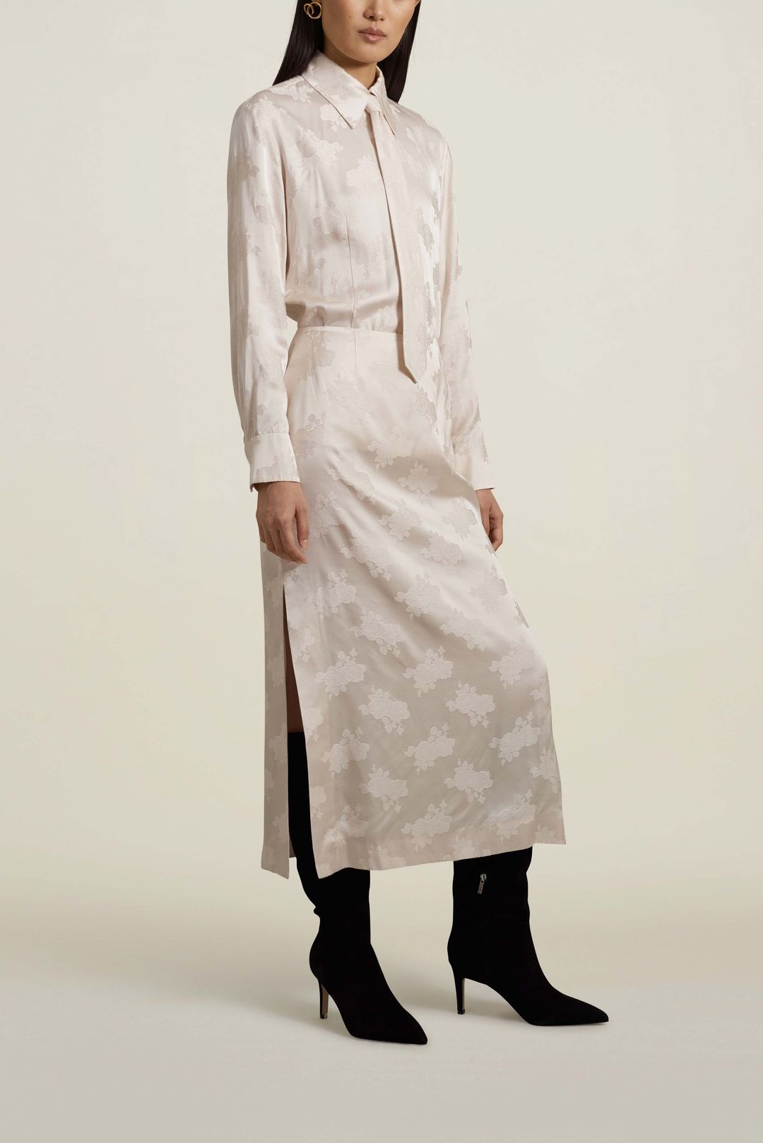 Forsyth Pencil Skirt in Cream Viscose Floral