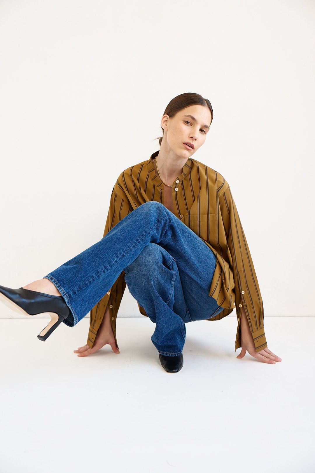 The Editor Shirt in Goldenrod Stripe #8