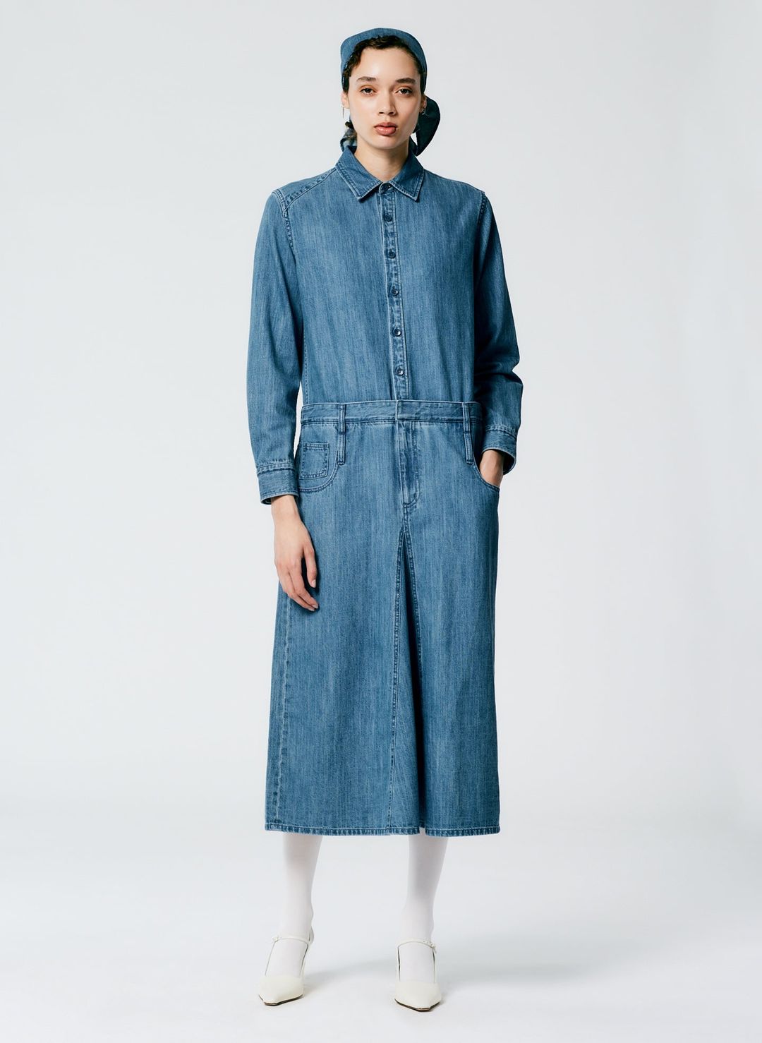 Lightweight Stone Washed Denim Shirtdress