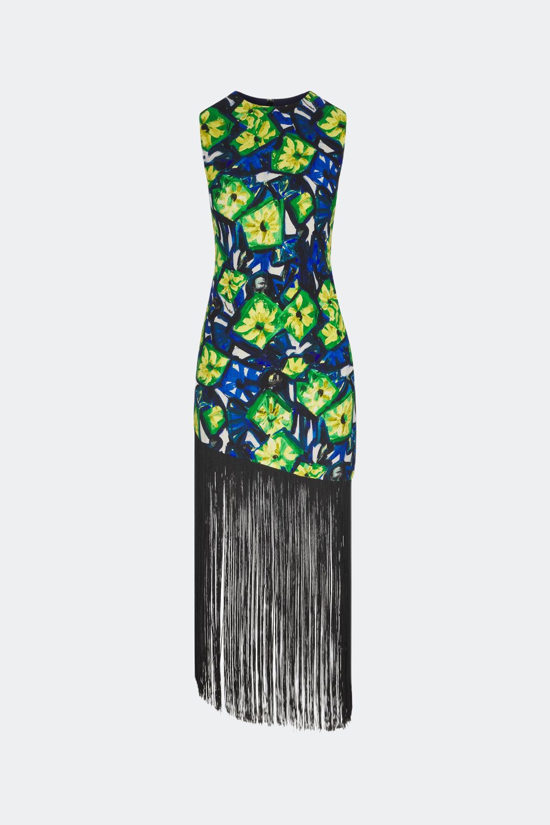 Casablanca Fringe Dress in Small Abstract Floral