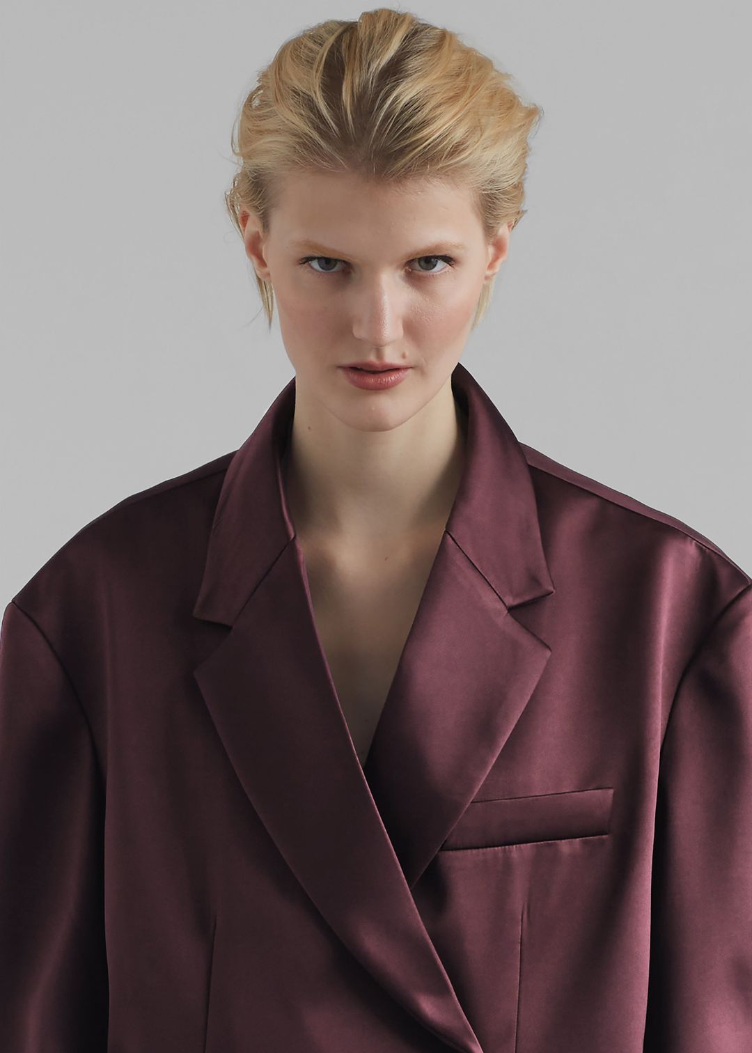 Jo Satin Blazer - Burgundy #12