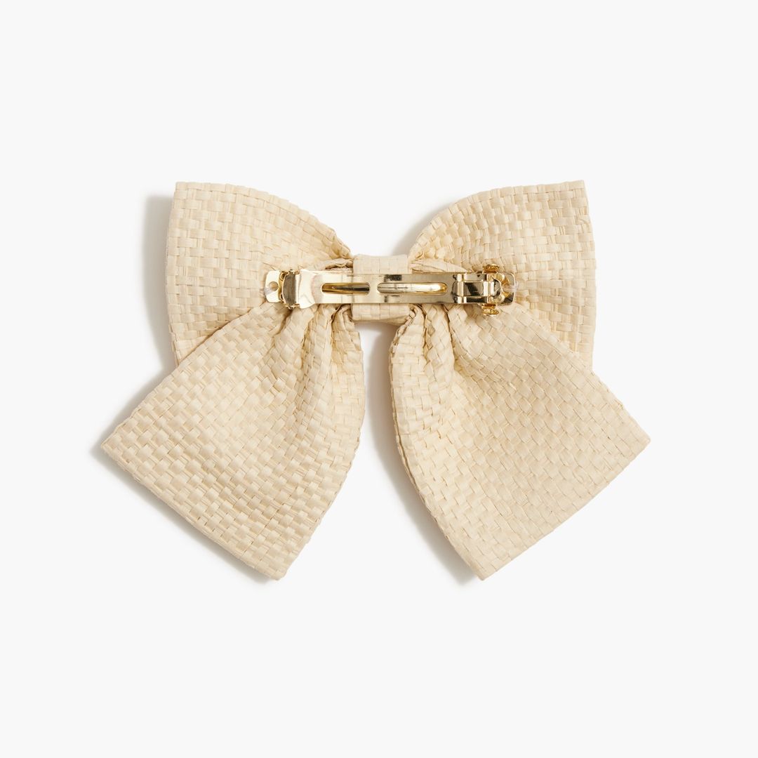 woven straw bow barrette #2
