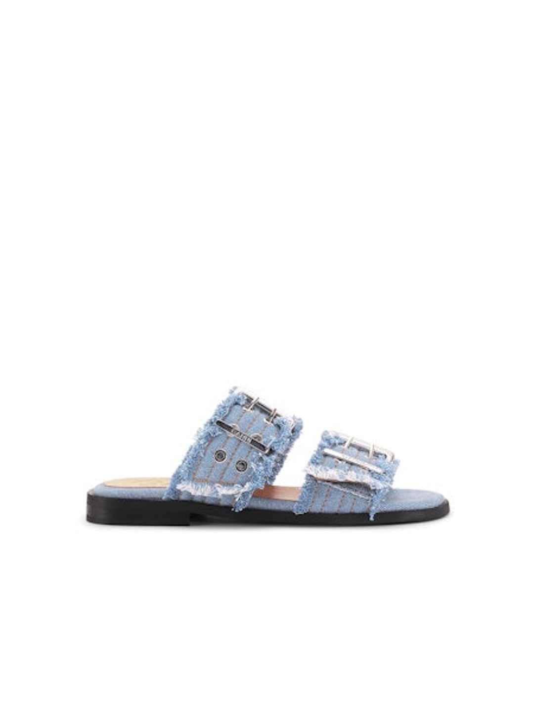 Feminine Buckle Two Strap Sandal - Denim
