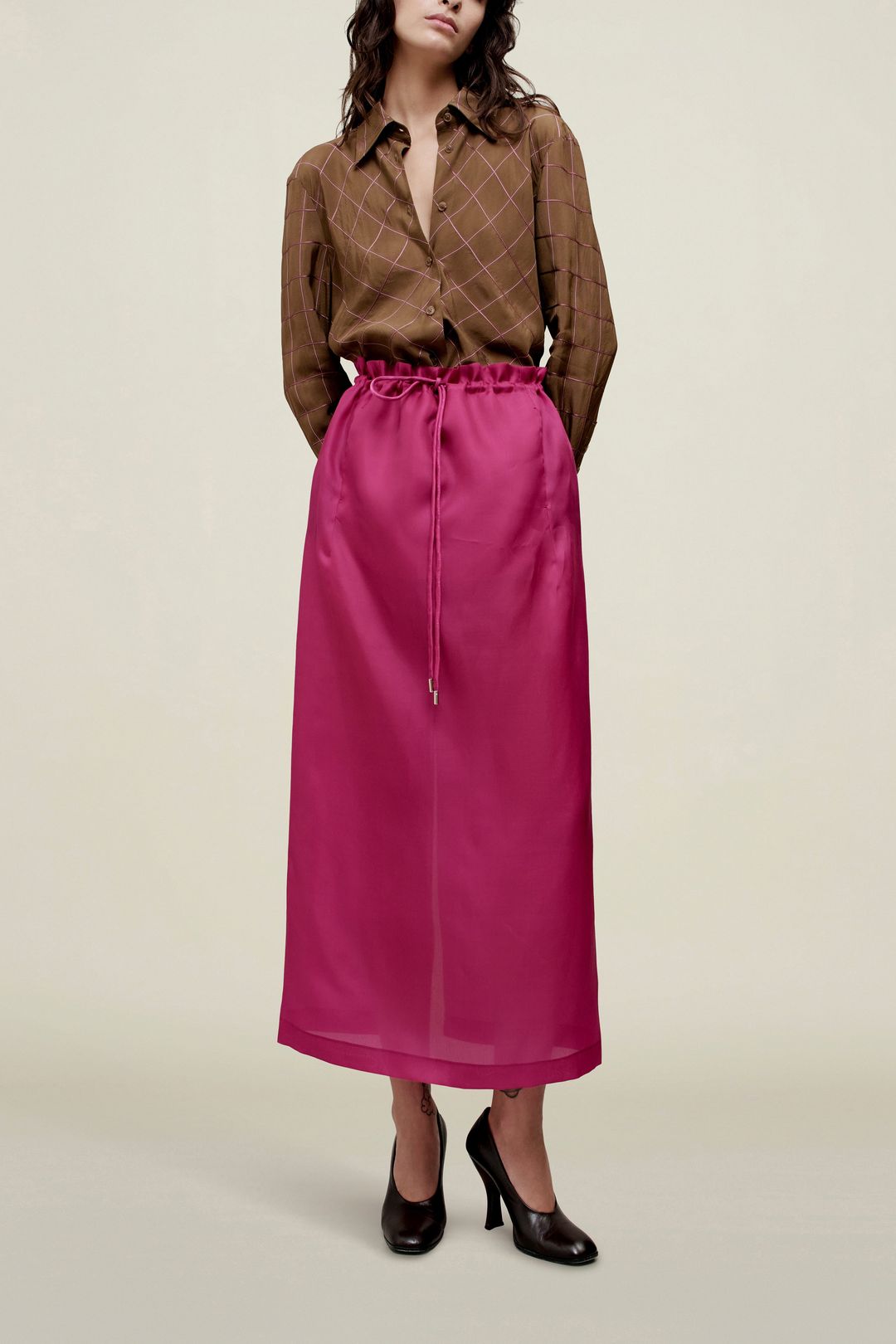 Regina Drawstring Skirt in Satin Faced Organza #3