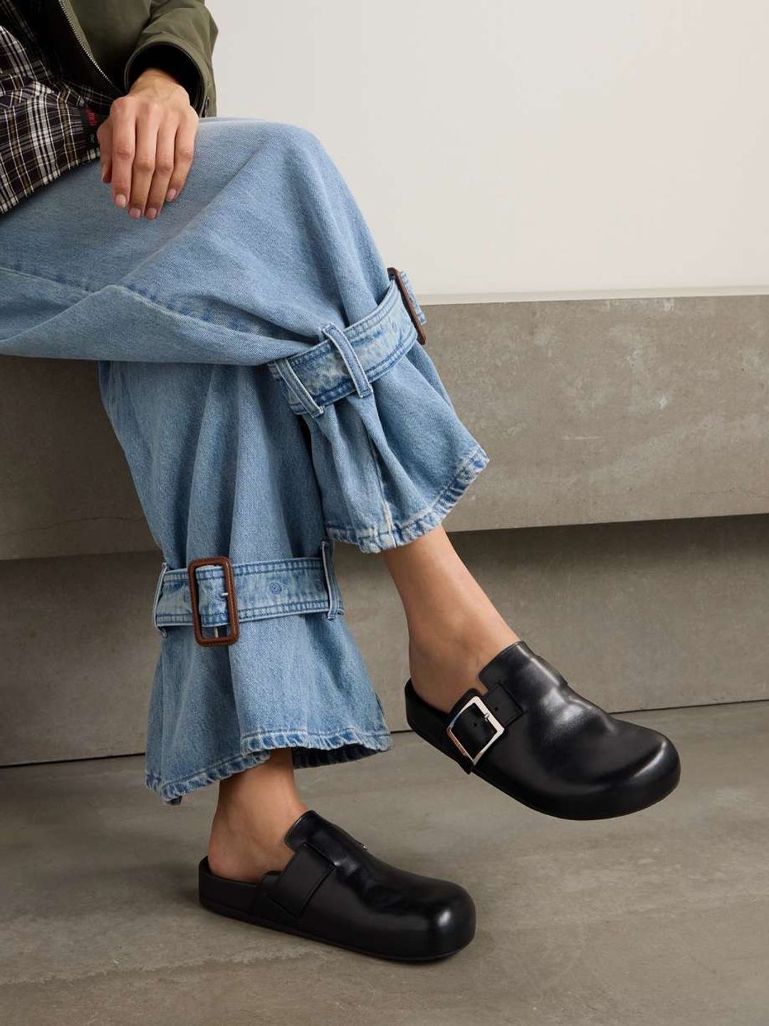 Embellished leather mules