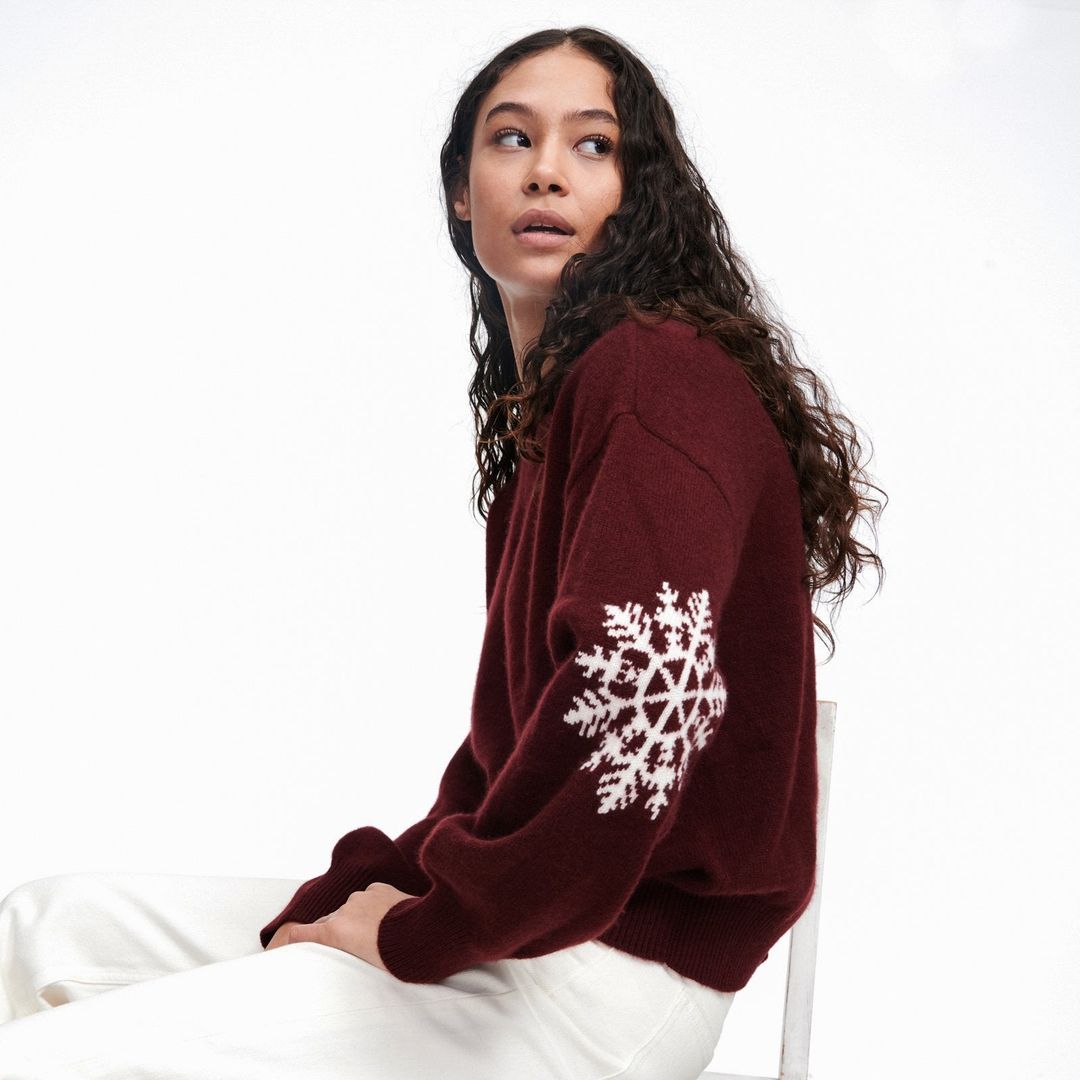 Cashmere Snowflake Crewneck Sweater #14