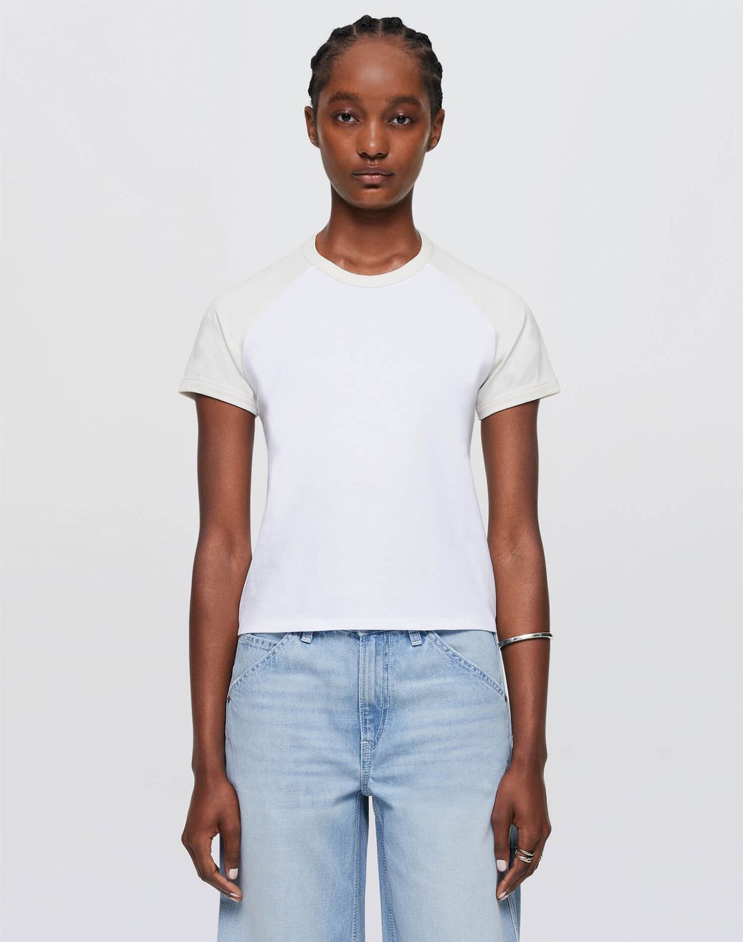 Hanes Raglan Baseball Tee - White Mix