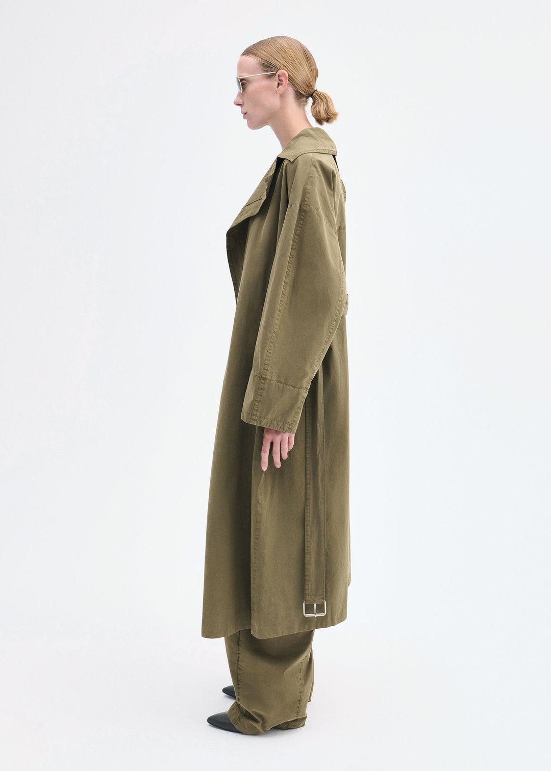 Oversized Trench in Cotton Twill - Olive #4