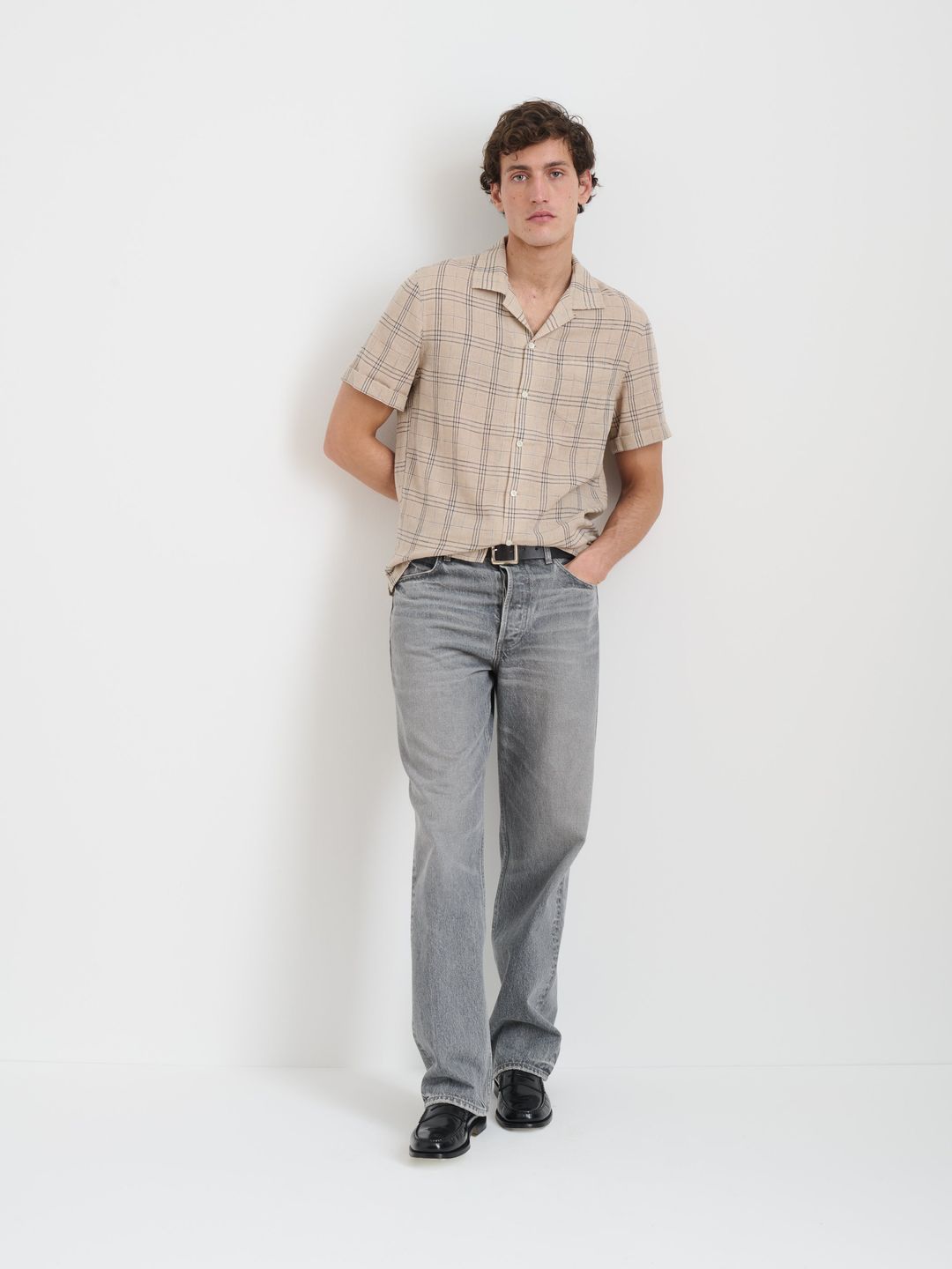 Camp Shirt In Flax Plaid