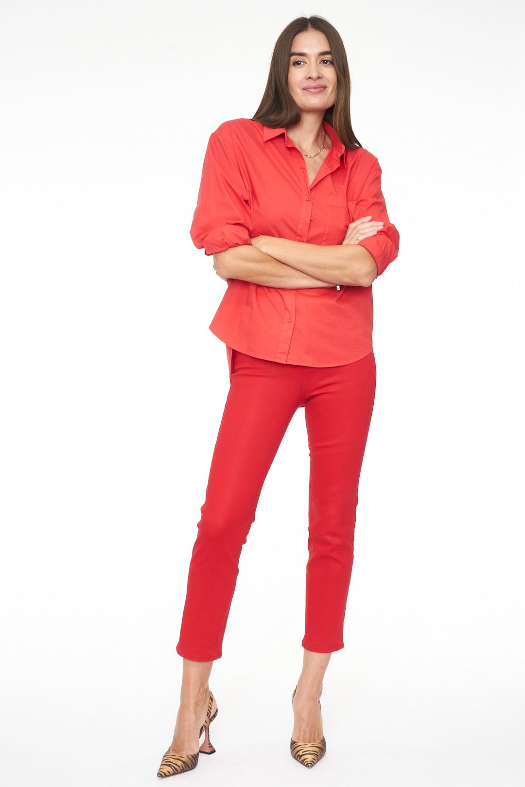 Monroe Crop High Rise Cigarette Crop - Coated Rouge