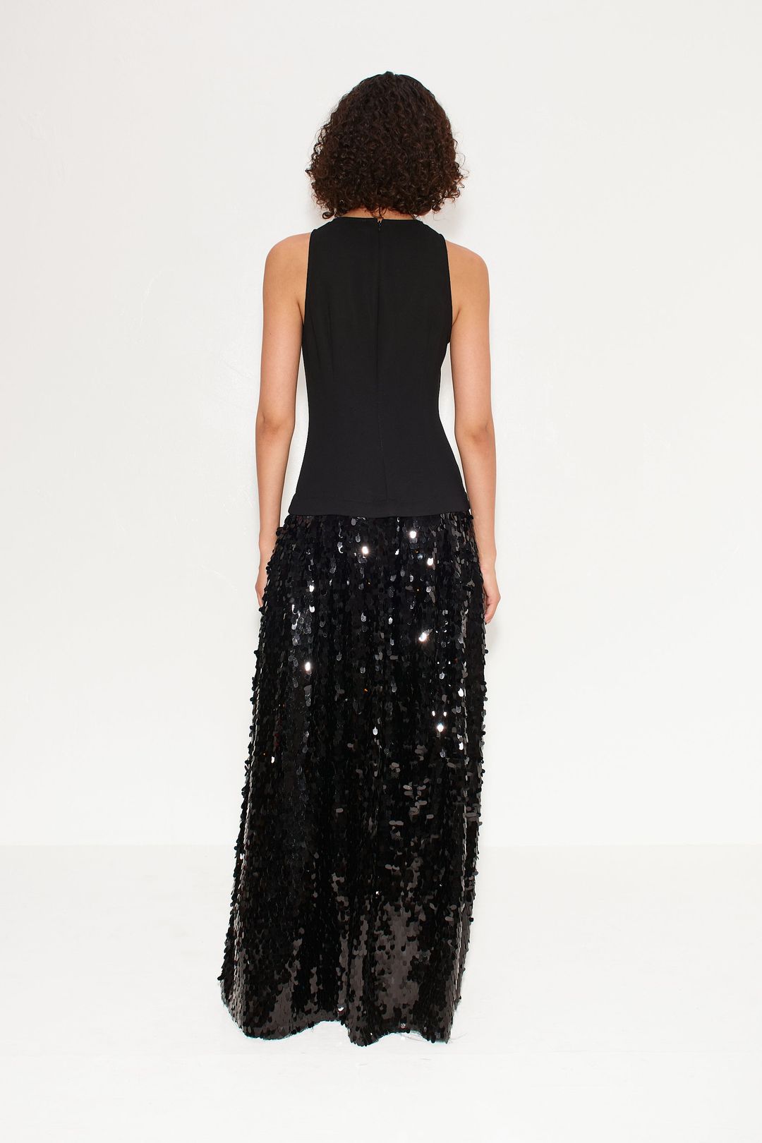 Memphis Crepe Sequin Dress in Black #4