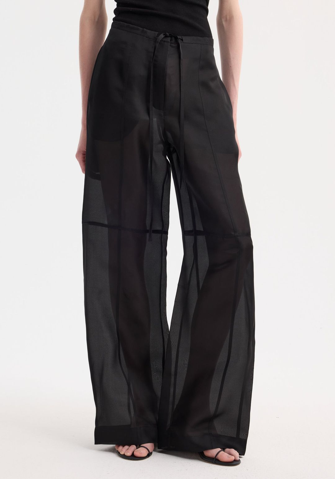 Organza silk parachute trousers | black #3
