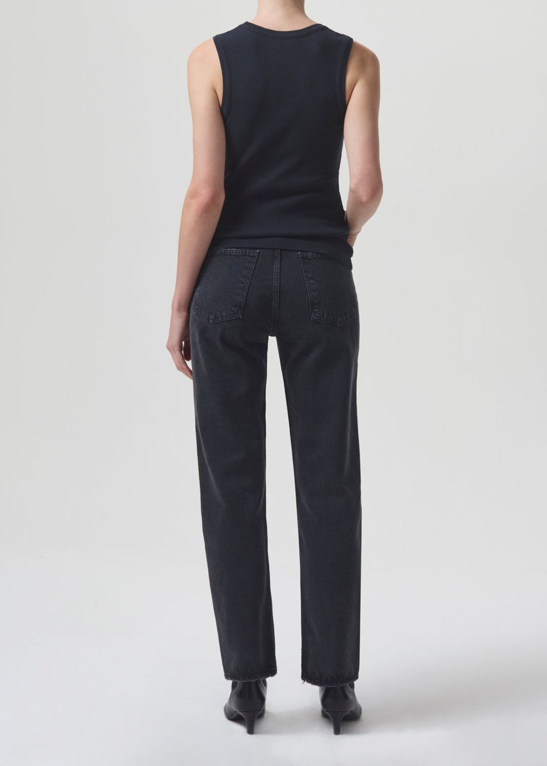 90's Pinch Waist High Rise Straight in Black Tea