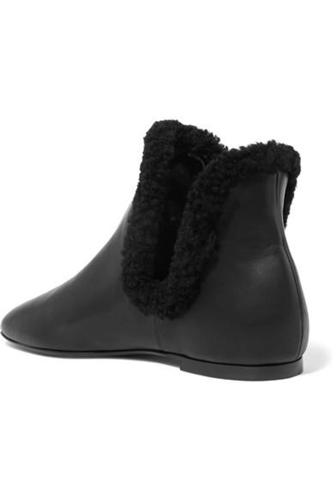 Eros Shearling-trimmed Leather Ankle Boots In Black #11