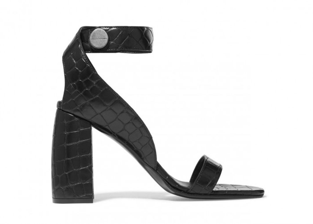 Croc-effect faux leather sandals