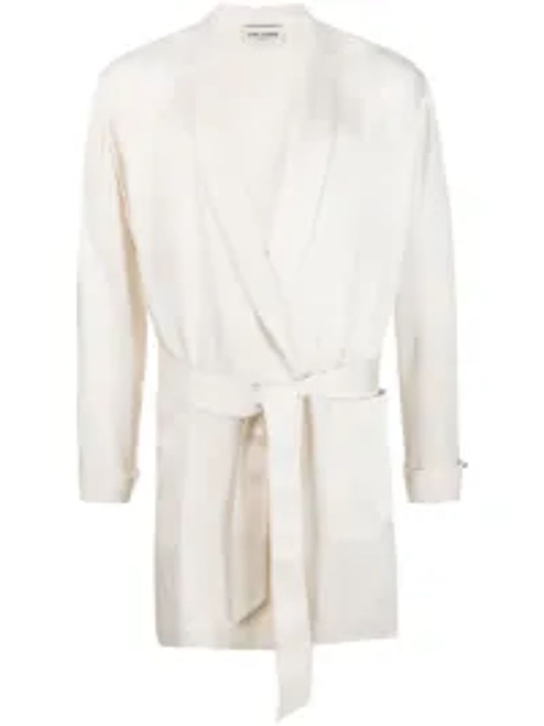 Saint Laurent belted satin mid-length jacket