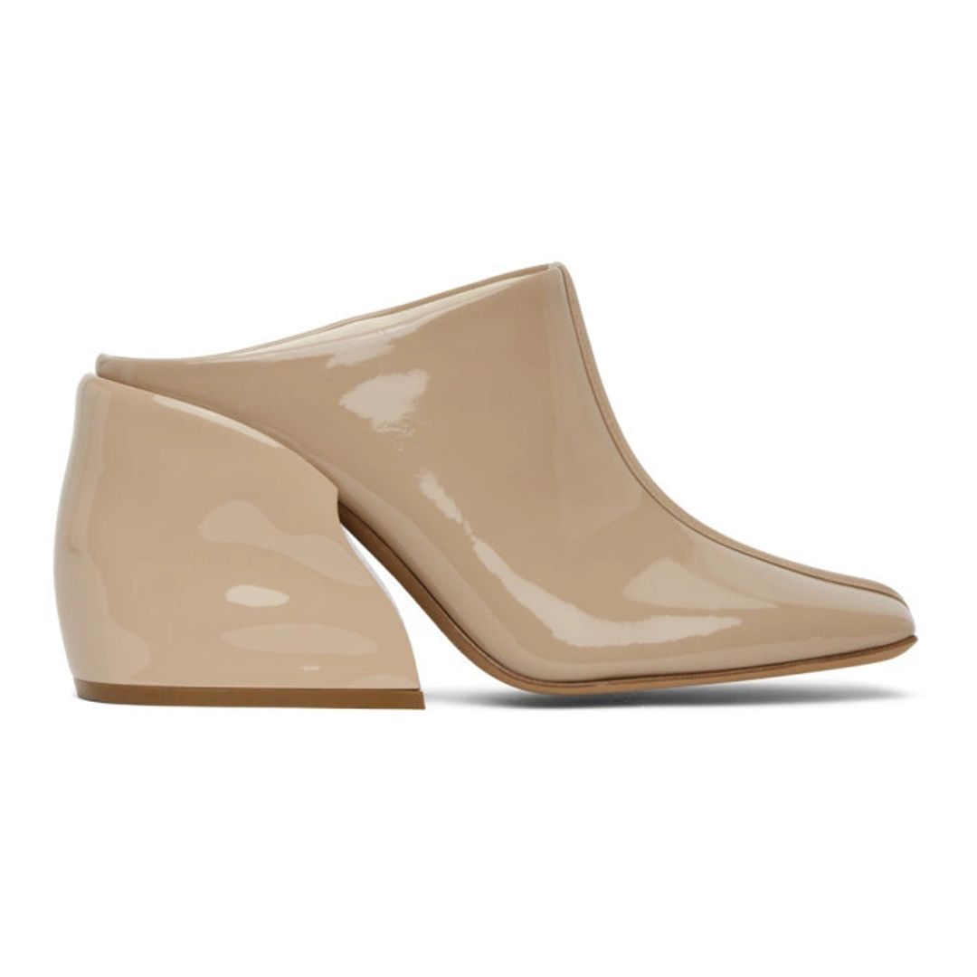 Beige Patent Leon Mule