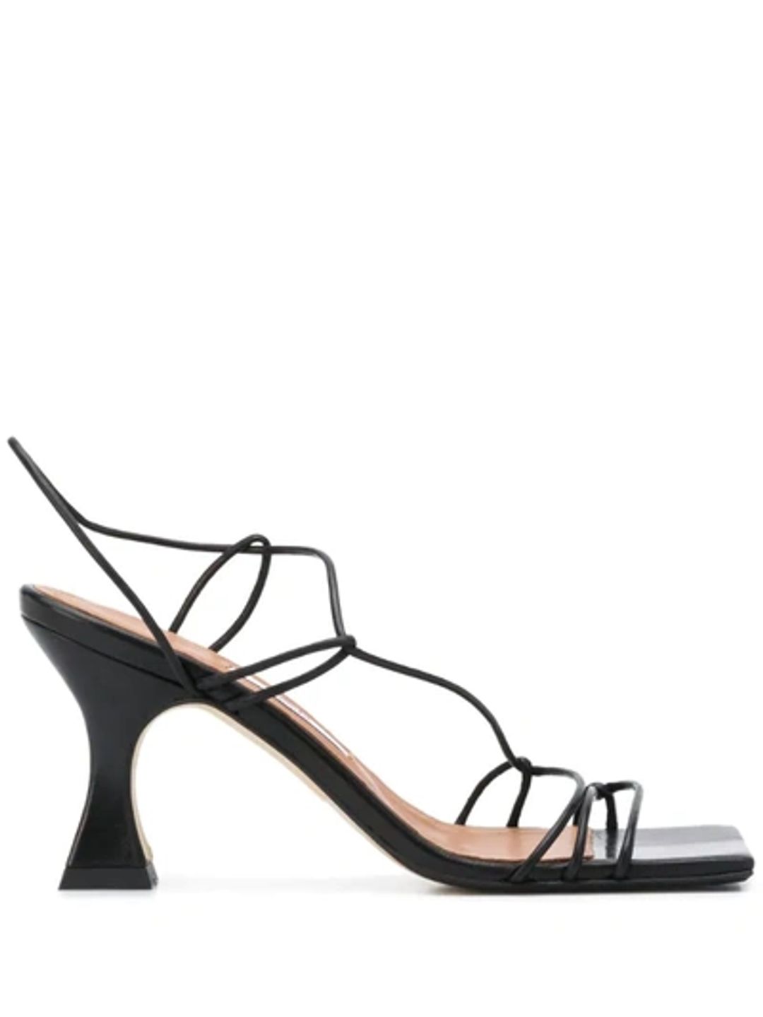 Sally Strappy Square Toe Sandal In Black Nappa