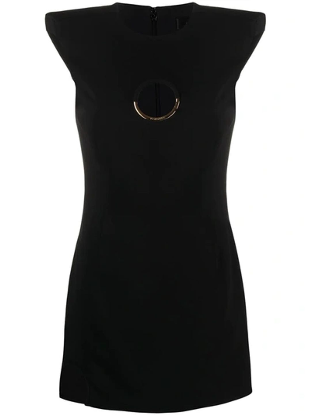 Stretch Cady Mini Dress W/ Ring Detail In Black