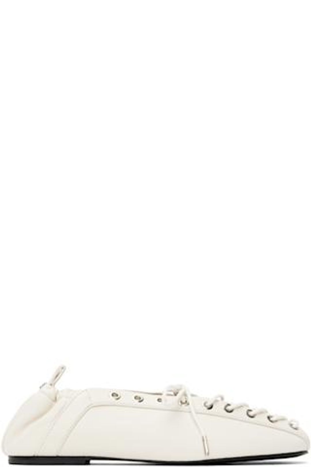 Off-White Lace-Up Ballerina Flats