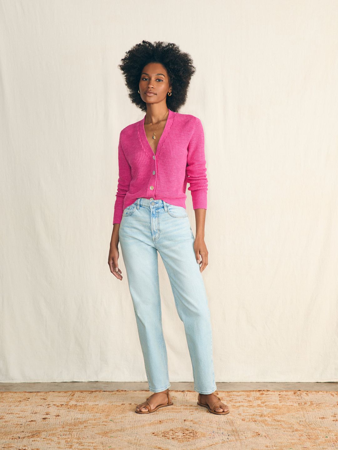 Miramar Linen Cardigan - Cone Flower #4